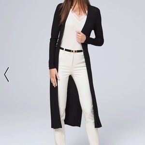 White House Black Market long line sweater with silver cuff buttons